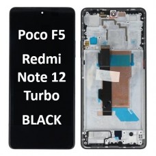 Xiaomi Poco F5 / Redmi Note 12 Turbo (5G) (2023) LCD touch screen (Original Service Pack) with frame [Black] 560001M16T00